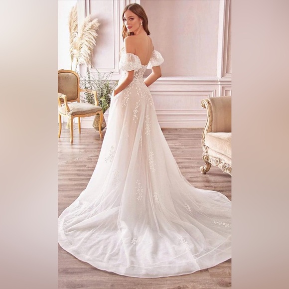 Andrea and Leo Off the Shoulder Puff Bridal Gown, Style #A1014, Size 10 - Picture 2 of 7